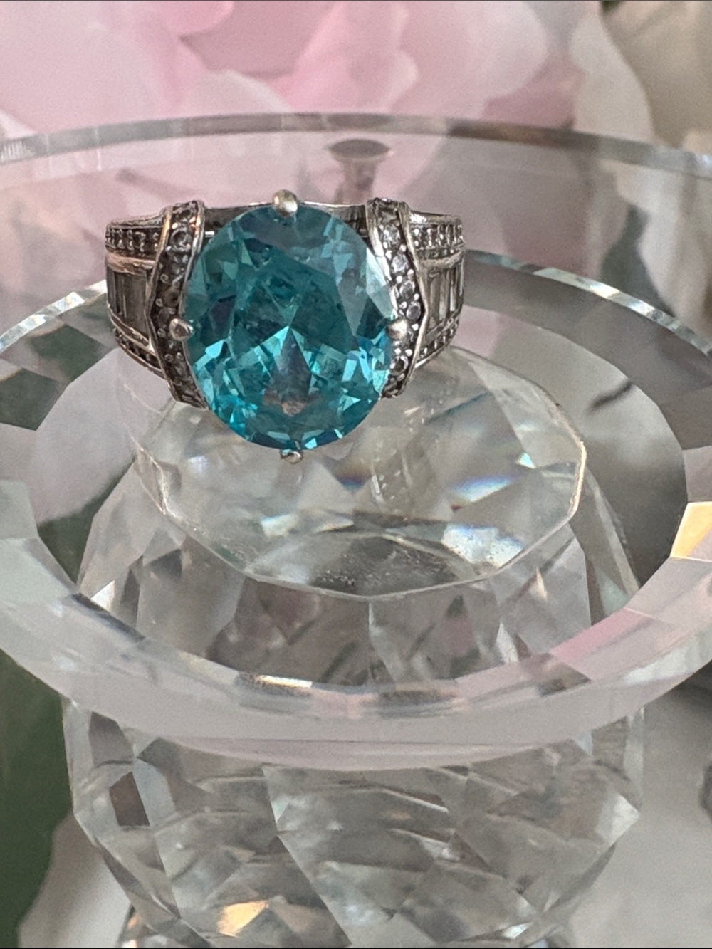 Blue Swiss sapphire Heirloom 925  Cocktail Ring $ Firm